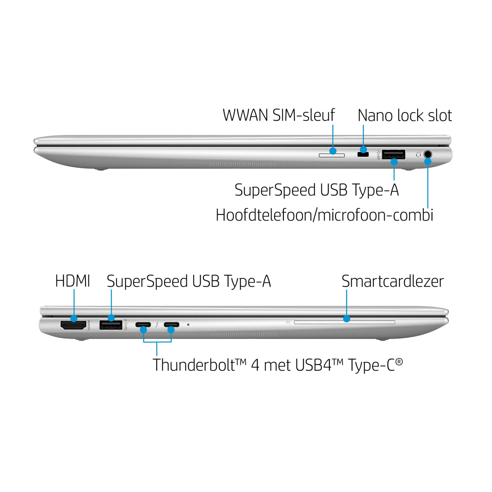 HP 1040 G9 Intel® Core™ i5 i5-1235U Hybride (2-in-1) 35,6 cm (14") Touchscreen WUXGA 16 GB DDR5-SDRAM 256 GB SSD Wi-Fi 6E (802.11ax) Windows 11 Pro Zilver - Afbeelding 3